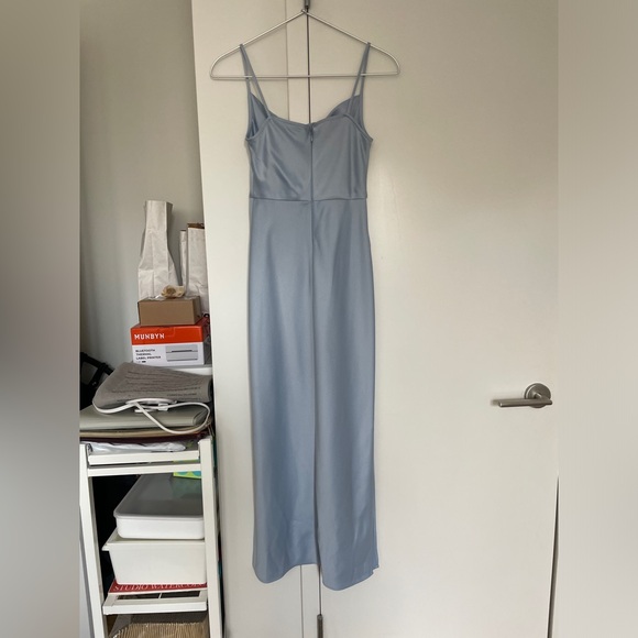 BHLDN CALI SATIN CHARMEUSE MIDI DRESS - color Storm Cloud - Picture 3 of 3
